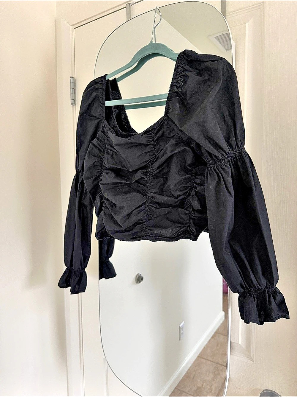 Black Ruched Blouse Like New